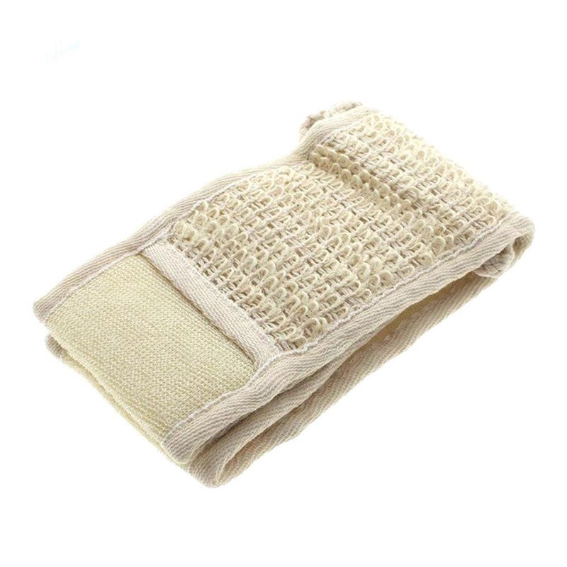 Loofah Exfoliating Back Scrubber Strap, Long Handle Back Scrubber with Handles for Men and Women, Natural Cotton Linen Body Scrubbers for Shower